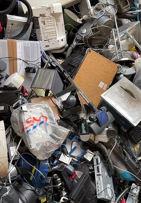 Pile of discarded electronics and e-waste