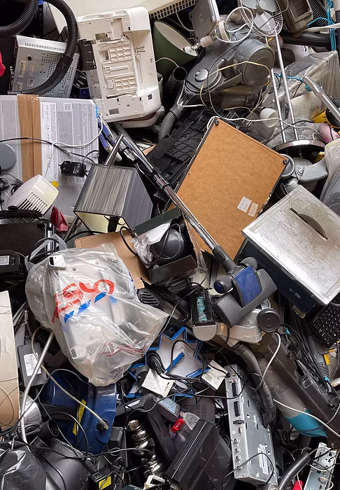 Pile of discarded electronics and e-waste